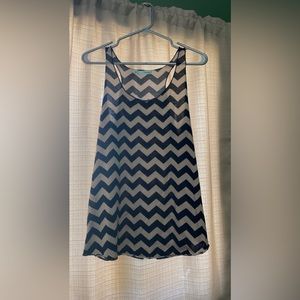 Maurices Tan & Black Chevron Tank Top Large